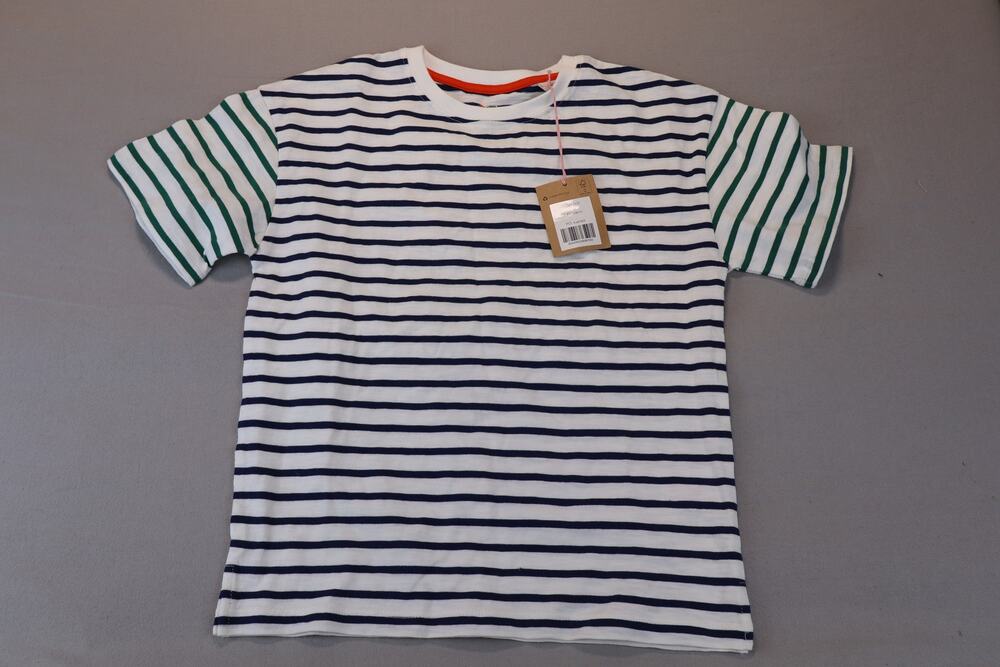 NEW Mini Boden Striped T Shirt Kids Girls Short Sleeve Crew Neck Size 7-8Y 128cm